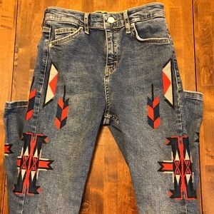 Topshop Skinny Embroidered Jeans